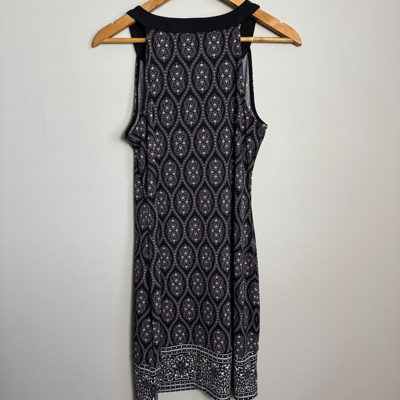 Magnolia Grace Black/Gray Geometric Sleeveless Midi Dress Small Embroidered Trim - Picture 6 of 14